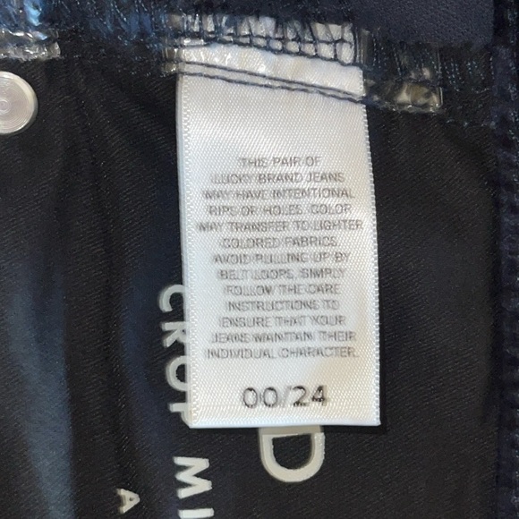 Lucky Brand Indigo Blue Velvet Ava Mid Rise Crop Mini Boot Jeans - Picture 10 of 12